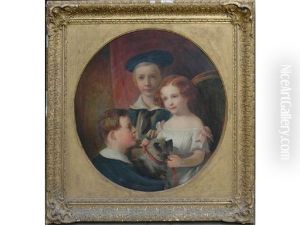 A Triple Portrait Of George Edmund, Charles Wigley And Mary E. Wicksted by John Phillip