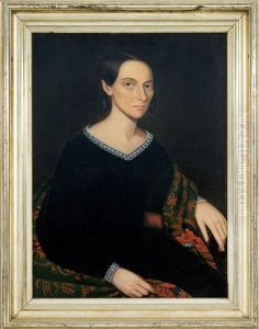 Portrait Of Jane Kinney Wearing A Black Dress With Lace Trim At The Collar And Cuffs