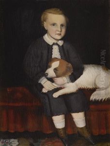 Young Boy Seated With Dog by Ammi Phillips