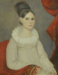 Portrait Of A Young Girl Wearing A Hair Comb And A Paisley Shawl by Ammi Phillips