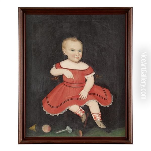 Portrait Of A Young Boy Seated In Chair With Toys - view 1