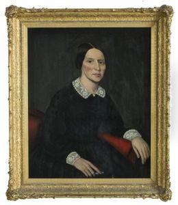 Portrait Of A Woman In A Black Dress With Lace Collar And Cuffs