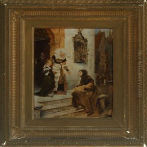 Scene From Achurch Stairs, Which Provide Alms To The Poor by Friedrich Bodenmuller