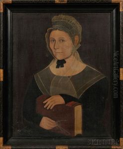 Portrait Of Mary Ingraham Holding Her Spectacles And A Bible by Ammi Phillips