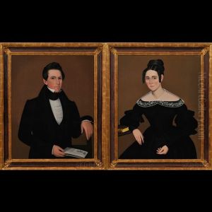Portraits Of A Young Man And Woman (pair) by Ammi Phillips