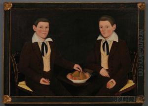Double Portrait Of The Ten Broeck Twins, Jacob Wessel Ten Broeck (1823-1896) And William Henry Ten Broeck (1823-1888), Aged 10 Years, Seated... by Ammi Phillips