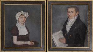 Portrait Of Ashbel Stoddard (+ Portrait Of Patience Bolles Stoddard; Pair) by Ammi Phillips