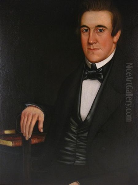 Portrait Of A Man In Black With Books - view 1