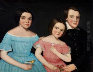 Three Children Of Henry Joslen Carter Of Stockbridge: Anna Electa, John Calvin Calhoun, Mary Adele by Ammi Phillips