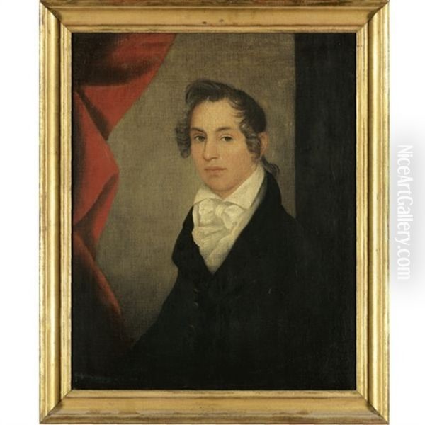 Portrait Of Charles D'emery With Red Curtain - view 1