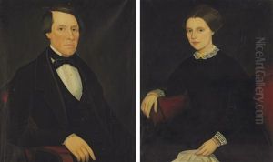 Portraits Of Theron Daniel Ludington (+ Portrait Of Eleanor Bailey Ludington; Pair) by Ammi Phillips