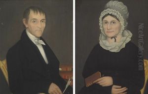 Portrait Of Mr. William Shuneman (+ Portrait Of Mrs. Eliza Demyer Shuneman; Pair) by Ammi Phillips