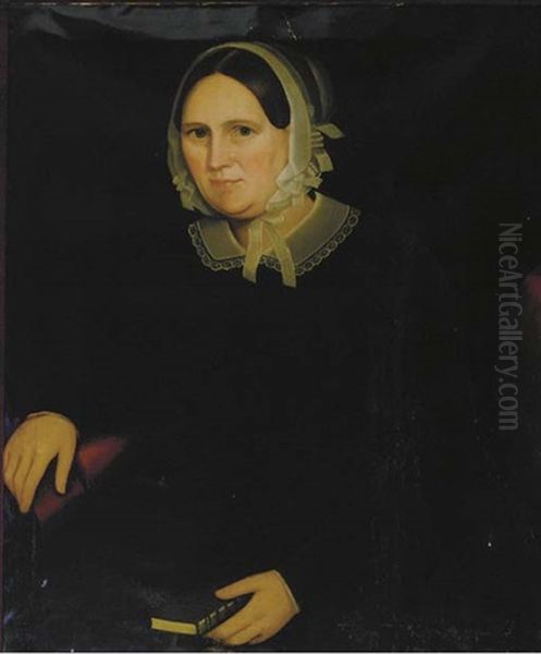 Portrait Of A Lady, Seated, With A Lace Bonnet And Collar (+ Another Similar; Pair) - view 1