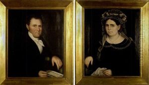 Portrait Of William Hoag Of Pine Plains, Dutchess County, New York (+ Phoebe Hoag; Pair) by Ammi Phillips
