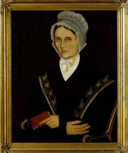 Portrait Of Rhoda Bennett Seated In Black And Mustard Scroll Arm Chair by Ammi Phillips