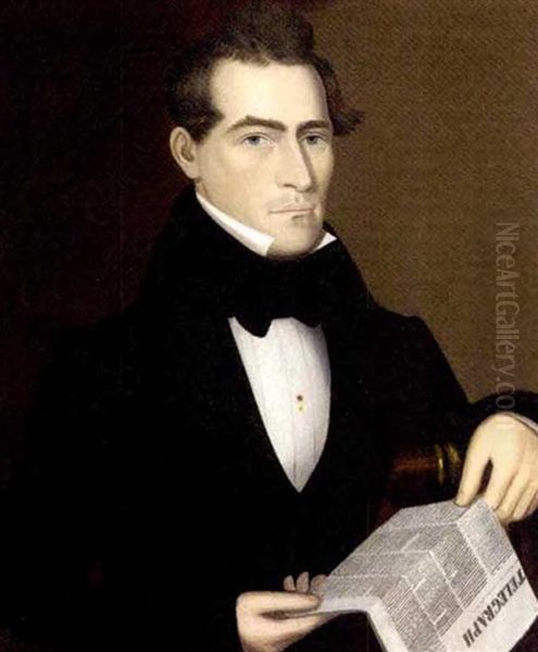 Portrait Of A Man Holding The Telegraph - view 1