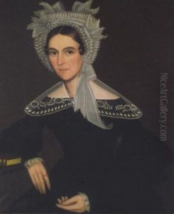 Portrait Of A Young Woman Wearing A Bonnet Of Riotous Ribbons And An Embroidered Organdy Collar by Ammi Phillips