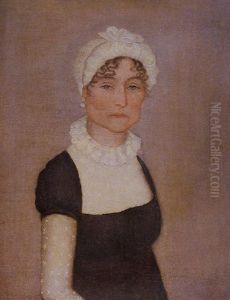 A Portrait Of A Rosy-cheeked Lady With Green Eyes by Ammi Phillips