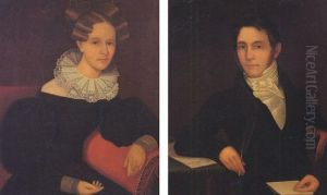 A Young Woman With Lace Collar Seated On A Sofa