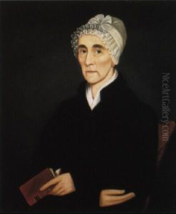 Portrait Of A Lady In A Black Dress Wearing A Lace Bonnet