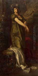 Vornehme Dame In Interieur by Henry Wyndham Phillips