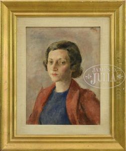 Portrait Of A Woman With Red Coat by Robert Phillips