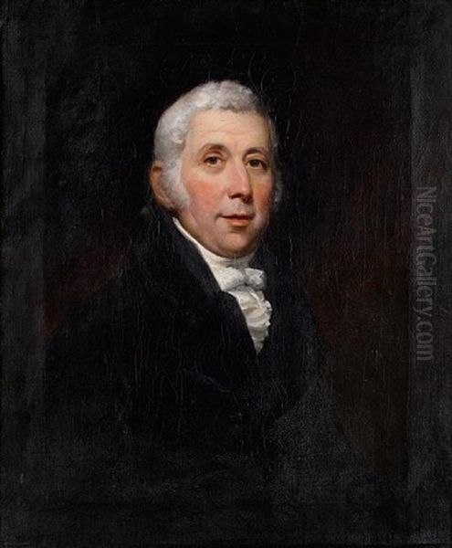 Portrait Of Mr Hozier Of Bradford On Avon In A Black Coat (+ Portrait Of Mrs Hozier In A White Satin Dress; Pair) - view 1