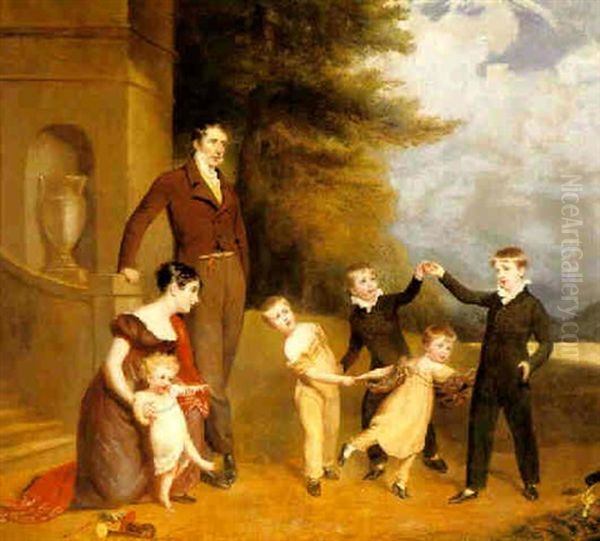 Portrait Of George Granville Leveson-gower And His Family In A Park Landscape - view 1
