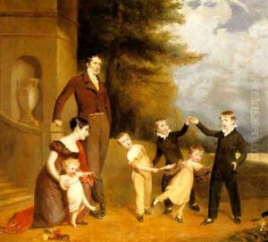 Portrait Of George Granville Leveson-gower And His Family In A Park Landscape by Thomas Phillips