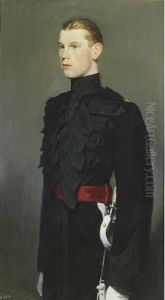 Portrait Of Lieutenant Aymes, Three-quarter-length, In Military Uniform by Glyn Warren Philpot