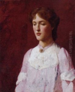 Portrait Of A Lady In A Pink And White Dress