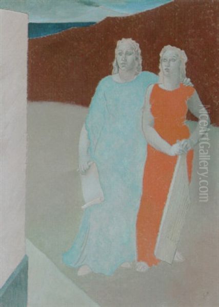 Two Muses At The Tomb Of A Poet - view 1