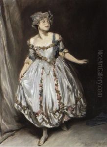Portrait Sketch Of Mrs. Emile Mond Dressed For Chelsea Arts Club Ball by Glyn Warren Philpot