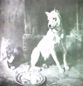 A Reluctance To Share/genre Scene With Dog And Kittens by Edward Robert Physick