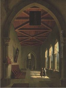 The Courtyard Of An Italian Monastery by Antonio De Pian