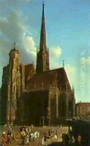Ansicht Der Stefanskirche Mit Eleganter Staffage
