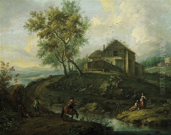 Paesaggio Con Casolari E Figure - view 1