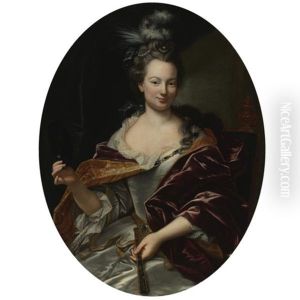 Portrait Of A Lady, Holding A Fan And A Domino Mask