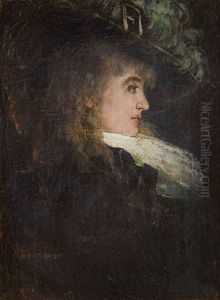 Portrait Of A Lady In A Hut by Henryk Piatkowski