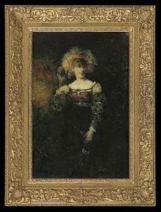 Lady With A Parrot by Henryk Piatkowski