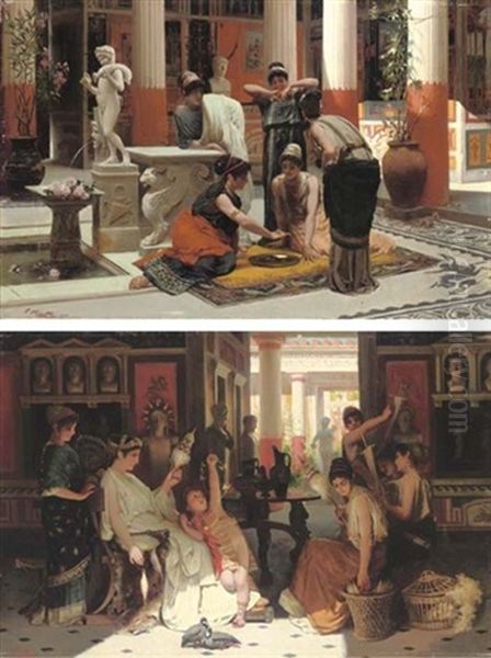 Pompeian Interior (+ Another, Similar; Pair) - view 1