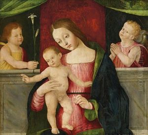 Maria Mit Dem Jesusknaben Und Zwei Putten by Alberto Piazza