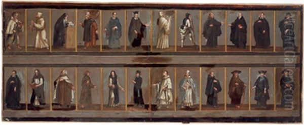 Der 19 Gemalde Mit Zahlreichen Darstellungen Umfassende Figurenzyklus Von Unterschiedlichen Formaten In Der Art Einer Ahnengalerie, Abtissinnen, Adelige, Pralaten, Deutschordensritte - view 1