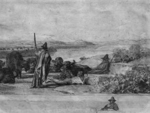 Bergers Au Bord Du Tibre Pres De L'acqua Acetosa by Guillaume Bodinier