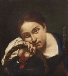 Ritratto Di Contadina Con Cestello Con Una Gallina by Giovanni Battista Piazzetta