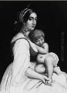Femme D'albano Et Enfant by Guillaume Bodinier