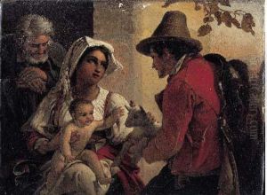 Scene Familiale Dans La Campagne Romaine. by Guillaume Bodinier
