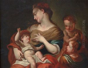 A Mother And Children by Giovanni Battista Piazzetta