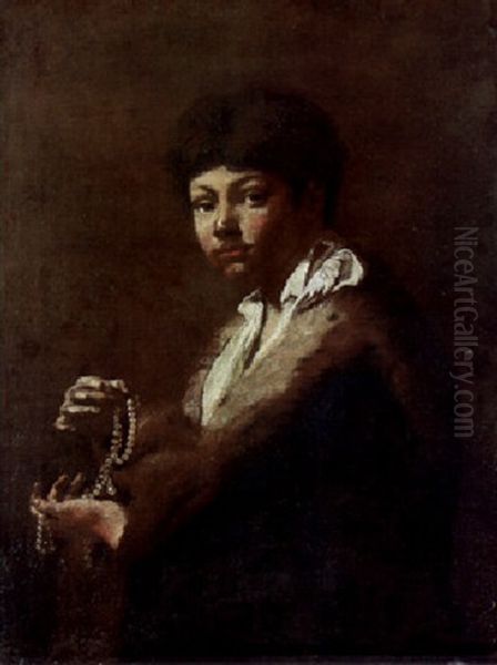 A Youth Holding A String Of Pearls - view 1