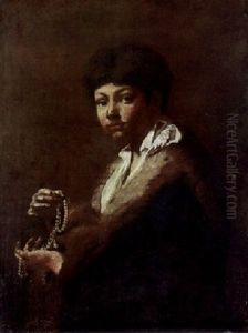 A Youth Holding A String Of Pearls by Giovanni Battista Piazzetta